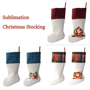 Süblimasyon Noel çorap şenlikleri çocuklar beyaz boş diy yüksek kaliteli hediye 5 renk şeker çantaları ağaç kolye
