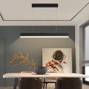 Kolye Lambalar Tasarımcı Minimalist Yemek Odası Avizesi Basit Modern LED Uzun Şerit Tabloları Işık Bar Masa Lambası İskandinav Ofis Lampention