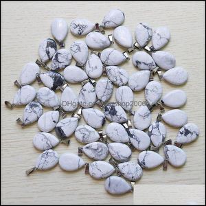 Подвесные ожерелья подвески ювелирные украшения Оптовые чары ожерелье Warter Drop Natural White Line Loase Stones Beads for dhzbm