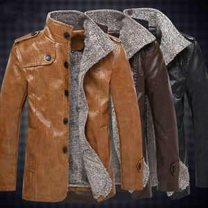 Jaquetas masculinas M-8xl Winter Men Pu Leather Motorcycle Jacket quente