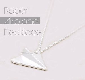 10pcs altın gümüş origami düzlemi kolye kağıt düzlem kolye küçük uçak uçak kolyeleri kadınlar için takılar