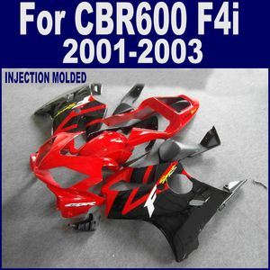 100% Enjeksiyon Kırmızı Siyah Vücut Honda Fairing Kit için Çalışması CBR 600 F4i 01 02 03 CBR600 F4i 2001 2002 2003 Firingler