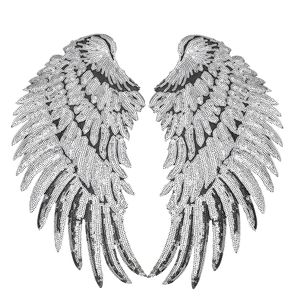 1 Pairs Sequined Wings Patches for Clothing Iron on Transfer Applique Patch for Jacket Jeans DIY Sew on Embroidery Sequins