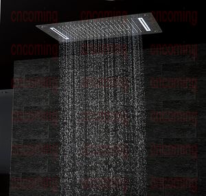 Casa de banho de luxo levou teto chuveiro acessórios SUS304 700x380mm funções chuva cachoeira neblina bolha chuveiro DF5422