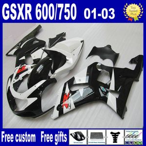 Suzuki GSXR için Siyah Beyaz Gövde Kiti 600 750 Fairings K1 2001 2002 2003 GSXR600 GSXR750 01 02 03 Kaplama Kitleri