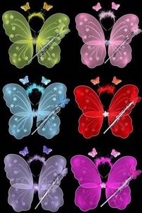 Set di ali di farfalla (ala, fascia, bacchetta magica)/Ala d'angelo/Accessori per feste 6 colori GC2135