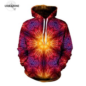 All'ingrosso- UIDEAZONE 2017 Mandala Felpa con cappuccio Stampa Festival Abbigliamento Arte simmetrica Sublimazione Stampa Abiti trippy Plus Size 3XL