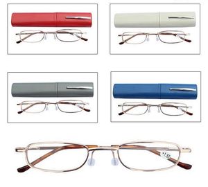 Очки для чтения очки Pen Case Цвета алюминиевые трубки унисекс очки складные портативные пресбыопии очки с коробкой Бесплатная доставка