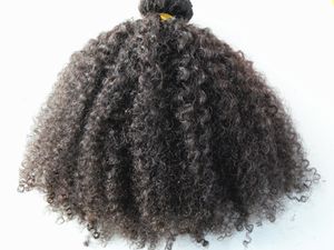 Перуанские наращивания человеческих волос 9 штук с 18 клипами Клип в продуктах Темно-коричневый натуральный черный цвет AFRO Kinky Curl