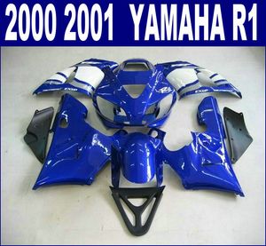 Ücretsiz nakliye plastik kaporta kiti YAMAHA 2000 2001 YZF R1 bodykits YZF-R1 00 01 mavi beyaz siyah fairings seti BR27 + 7 hediyeler