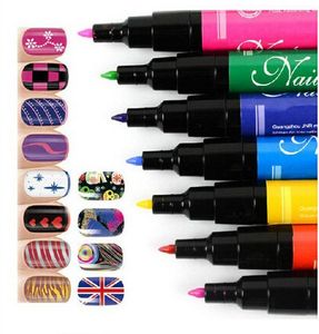 2015 yeni !!! Tırnak Sanat Kalem Boyama Tasarım Aracı 12 Renk Isteğe Bağlı Çizim Jel Kolay DIY Nail Tool Kit nail art süsleyen araçları.