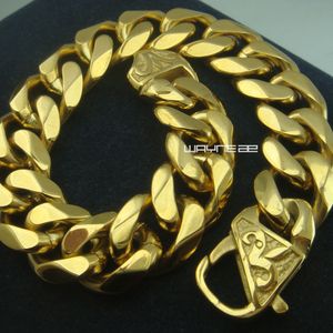 Cool Top Quality Gold Plated Mens Stainless Steel Curb Bracelet Bangle B154