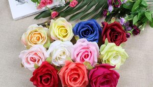 Fiori di seta teste di rose all'ingrosso fiori artificiali fiori finti da 4,3 pollici di diametro testa di alta qualità WF001