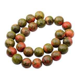Natural Gemstone Unakite 14mm Round Beads for DIY Making Charm Jewelry Necklace Bracelet loose 28PCS Stone Beads For Wholesales