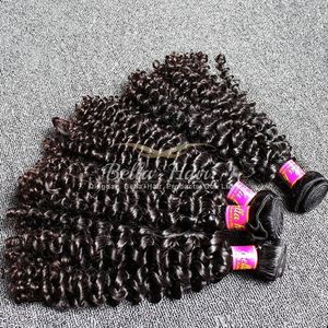 Cor natural Weaves do cabelo indiano 3 pçs / lote 9a trama 10-24inch Extensões encaracoladas de alta qualidade