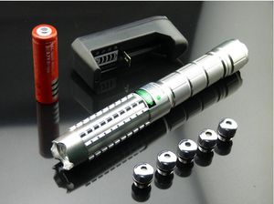 Süper Güçlü Askeri SOS 532nm Lazer LED El Feneri 10 Mil SOS Yeşil Lazer Pointer Işık Avcılık Öğretim + 5 Kapaklar + Şarj + Hediye Kutusu