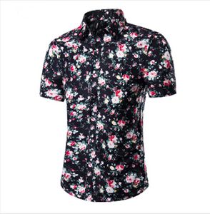 Wholesale-2016 Fashion Mens Short Sleeve Hawaiian Shirt Summer Casual Floral Shirts For Men Asian Size M-4XL 10 Color
