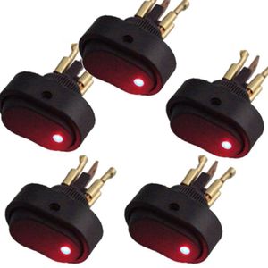 5Pcs Auto Rocker Switch 12V 30A ON OFF 3 Pin with Blue Red LED Light SPST Toggle Switch ON-OFF Car Boat Universal