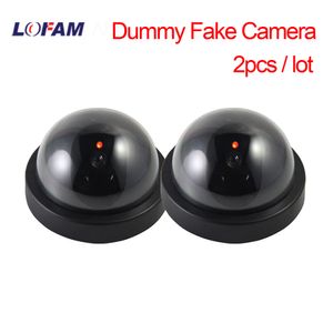 LOFAM 2PCS / LOT Home Security Fake Camera Simulated Видеонаблюдение Внутреннее Наружное наблюдение Думарь ИК Светодиодная поддельная купольная камера