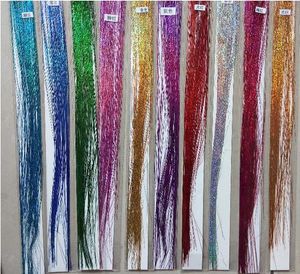 Renkli Metalik Glitter Tinsel Lazer Elyaf Saç Peruk Saç Uzatma Aksesuarları Saç Bölümü Klip Cosplay Wig Partisi Etkinlik Festival Malzemeleri