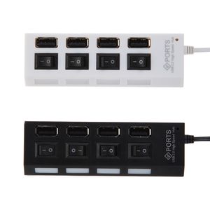 USB 2.0 Echter Hochgeschwindigkeits-USB-Hub mit 4 Anschlüssen und vier Ein-/Aus-Schaltern, LED, für PC, Laptop, Notebook, unterstützt 1 TB HHD-Flash-Laufwerk