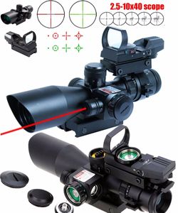 Yeni Taktik 2.5-10X40 Tüfek Dürbünü w/Kırmızı Lazer Holografik Yeşil Red Dot Sight