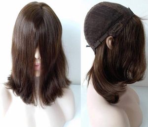 En iyi insan saçı düz renk 4 en iyi sheitels 4x4 ipek üst koşer peruklar en iyi Moğol Virgin Saç Yahudi Peruklar Capless Wigs Ücretsiz Nakliye