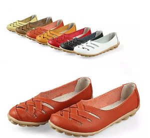 7 Renk Boyutu 35-42 Kadınlar İlkbahar Yaz Sandalet Rahat Kanvas Ayakkabılar Moda Hakiki Deri Oymak Çalışma Inek Kas Flats Ayakkabı
