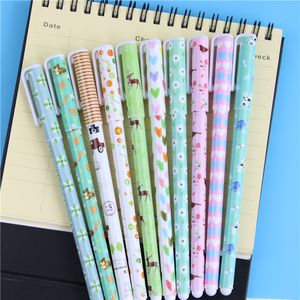 Wholesale-10 Pcs Fresh Style Kawaii Animal Print Gel Ink Pen Promotional Gift Stationery School Office Supply