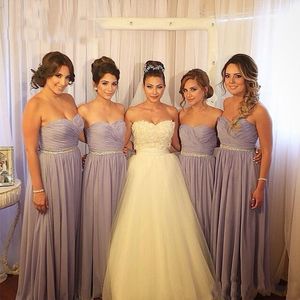 Gri Gelinlik Modelleri 2016 Ucuz Sevgiliye Şifon Yaz Plaj Kristal Kemer Artı Boyutu Parti Uzun Düğün Konuk Elbise Hizmetçi Onur Törenlerinde
