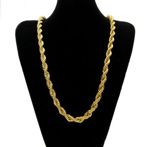 10 mm di spessore 76 cm lunga corda intrecciata catena placcata oro 24 carati collana pesante hip hop per uomo