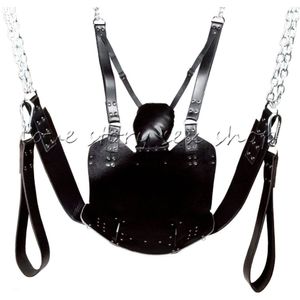 Atacado-Couro Sexo Amor Swing preto fetiche pesado real de couro adulto balanço sling Restrições d anéis cadeira de balanço do sexo adulto sexo furnitures