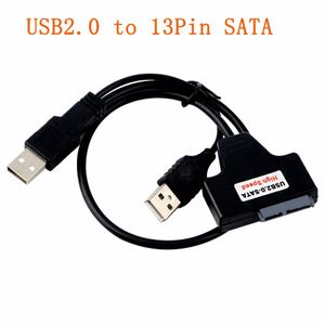 USB 2.0 a 7+6 13Pin 13P 7PIN+6PIN Slimline SATA Laptop CD/DVD Rom Unidade óptica Cabo adaptador USB duplo