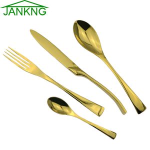 24 pz/lotto di Alta Qualità 24 K Oro Posate Set Occidentale Posate In Acciaio Inox Da Tavola Forchetta Coltello Cucchiaio Stoviglie spedizione gratuita