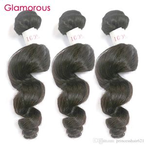 Atkorlar Glamoor 3 Bundles Bakire Malezya Saç Uzantıları Gevşek Dalga Gerçek İnsan Saçları Brezilya Hint Perulu Dalgalı Remy Saç Atkı Whol2jrk