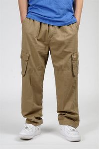 Erkek artı büyük boyut 4xl 5xl 6xl kargo pantolon tulum ordu yeşil yeni erkekler bollü gizli cepler tam uzunlukta moda gündelik adam pantolon