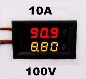Оптовая торговля-DC 0-100V 0-10A автомобильный вольтметр амперметр тестер панель LED двойной дисплей пять проводов монитор напряжения вольтметр амперметр