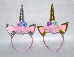 50pcs Bebek Headbands Kız Çiçek Sparkle Unicorn Parti hairbands çocuklar Glitter saç aksesuarları prenses fotoğrafçılık baş bantları FJ3150