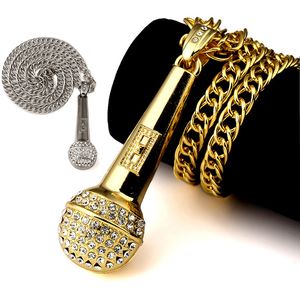 Модный хип-хоп микрофон микрофон микрофон ожерелья мужчины женщины панк ювелирные изделия уличный танец рэпер ночной клуб аксессуары золотые серебро