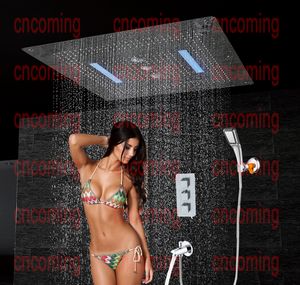 Настенная ванна для ванны Набор 6 Функции Термостатическая смеситель 800x800 Светодиодный потолочный душ для душа дождевой водопад Вихрем двойной дождь HS5424
