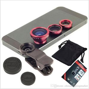 Evrensel Klip 3'ü 1 Arada Balık Gözü Lens Geniş Açı Makro Cep Telefonu Kamera Lensi iPhone 12 11 Pro Xs Xr Max Samsung Note20 S20 Ultra Plus
