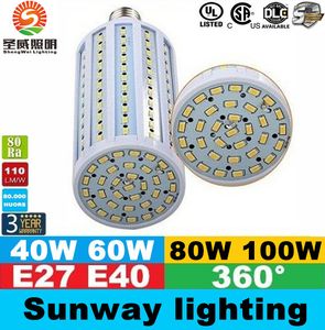 E40 B22 E27 Led Mısır Işıklar SMD 5730 Yüksek Güç 40W 50W 60W 80W Led Ampuller 360 Açı AC 85-265V ce ul