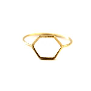 Мода шестиугольники кольца геометрические правила 18K позолоченные кольца на поверхности обработки рисунков проволоки