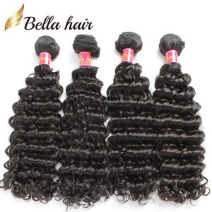 Bella Hair Malasia Onda Profunda 10-26 pulgadas 100% Remy Virgen Extensión de Cabello Humano Trama Color Natural 3/4 Piezas Teje Instagram Estilo Caliente