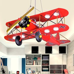 Современный окрашенный металлический самолет детский спальня подвесной светильник светодиодный мальчик кабинет комната потолочные светильники творческий железный вертолет потолок подвесные светильники