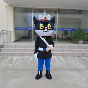 2024 Фабрика Прямая продажа Черная кошка полицейский талисман талисман костюм мультфильм животные взрослые платья.