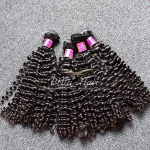 Top Quality Malaysian Hair Grade 9A Natural Black Curly Weat 10-24inch 4 pçs / lote Human Cabelo Weave Frete Grátis