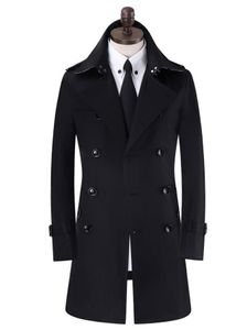 Khaki black beige black double breasted mens trench coats man long coat men clothes slim fit cotton overcoat men plus