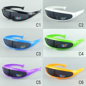 Kinder-Sonnenbrille, Alien-Kinder-Sonnenbrille, coole Sportbrille, bunter Rahmen, 6 Farben, gemischt, Party-Brille, Fischbeine