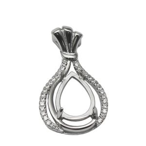 Beadsnice Gümüş Zirkon Takı Bulguları Taş Kolye Ayarı 12x8mm için Cabochon Montaj Gözyaşı Taş KIMLIĞI 34504